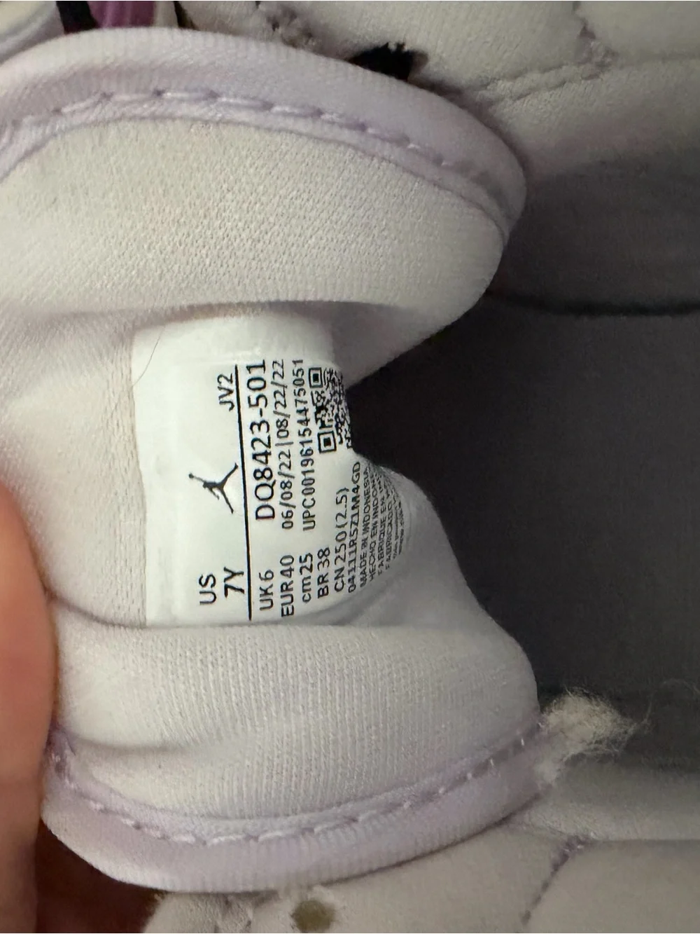 Jordan Kids' Sneakers - White & Lavender with Black Swoosh